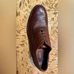 Dior | Shoes | Dior Mens Brown Leather Wingtip Dress Shoes  display picture 2